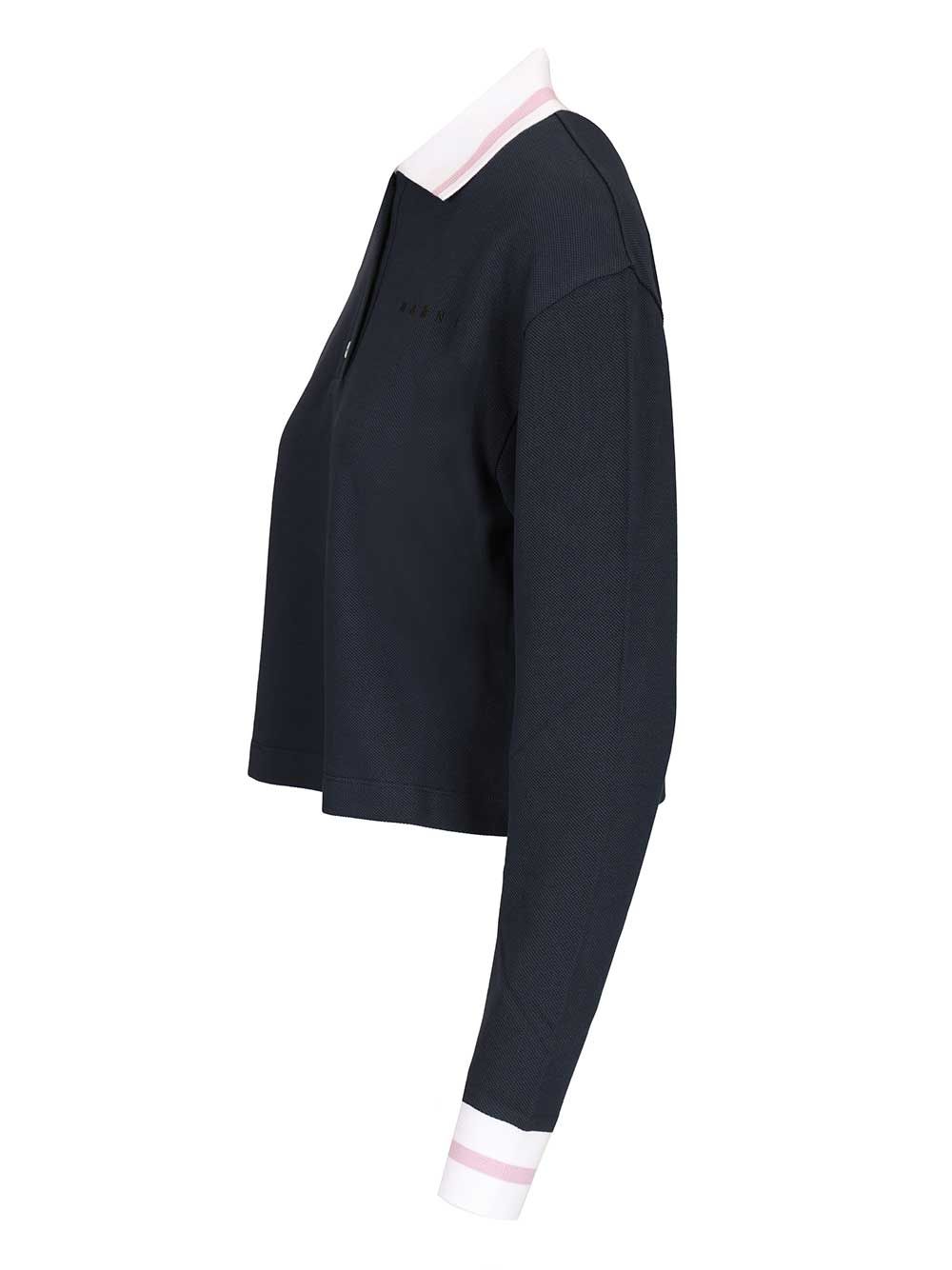 Marni Long-Sleeved Cotton Piqué Polo shirt - Blue | fbf205e2444535c5f23768bbf2b684301451a88d