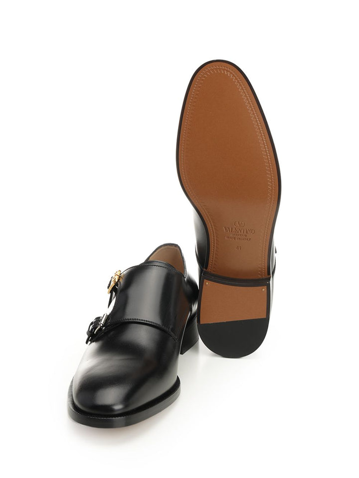 Valentino Garavani Double Monk Strap Pas Des Dieux Loafers - Black | 6bcd41dfe7ad7b62502e4a0cec05166eb23d3b29