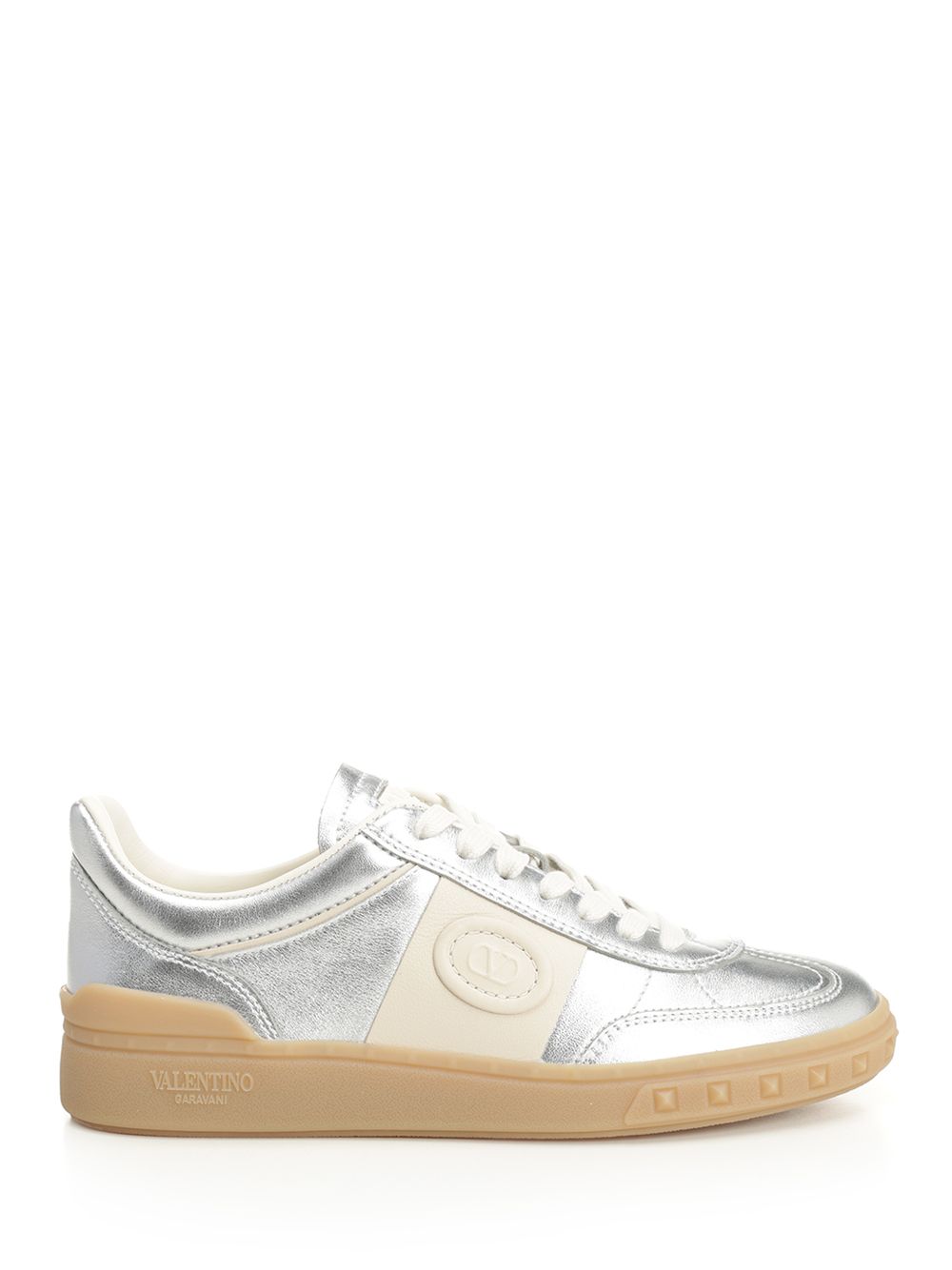 Valentino Garavani Upvillage Sneaker In Laminated Calfskin Sneakers - Silver | 2877dd4057a9a059f47a09f40ff76383be20771b