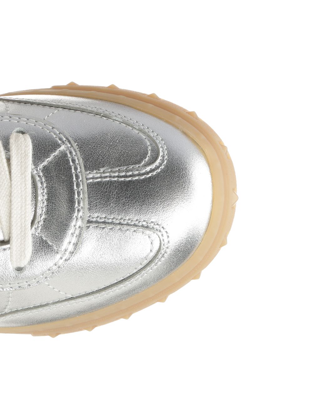 Valentino Garavani Upvillage Sneaker In Laminated Calfskin Sneakers - Silver | 66489658fb828b5b38d26f02f186e476253bc644