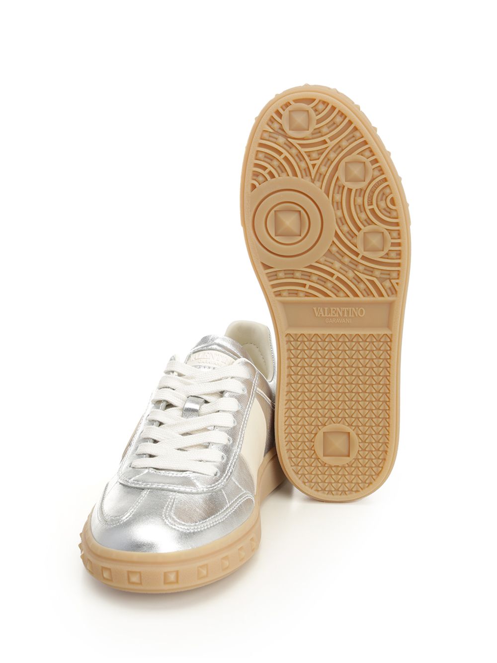 Valentino Garavani Upvillage Sneaker In Laminated Calfskin Sneakers - Silver | 9d8924846dae09a7d34276cbded39207978b8981