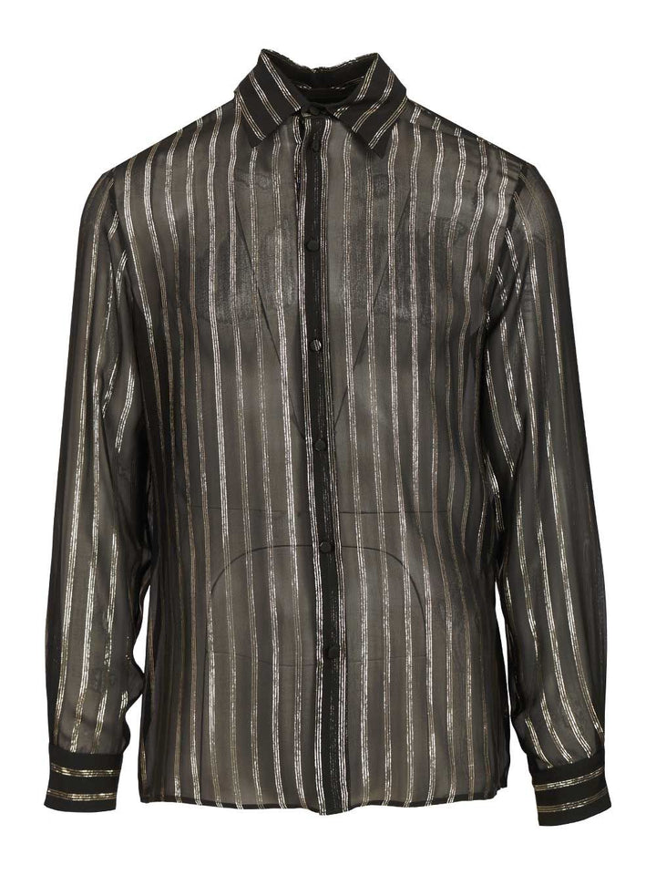 Valentino Garavani Valentino Silk And Lurex Chiffon Shirt Shirts - Black | 80396882993b0bd61d5d2712852954de7d3ea6db