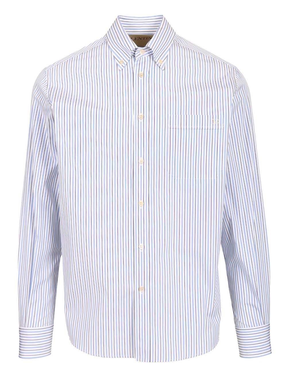 Valentino Garavani Striped Cotton Button-Down Shirt Shirts - Light blue | 72a5290e684349e91455e21ec8bcc8cd69528b87