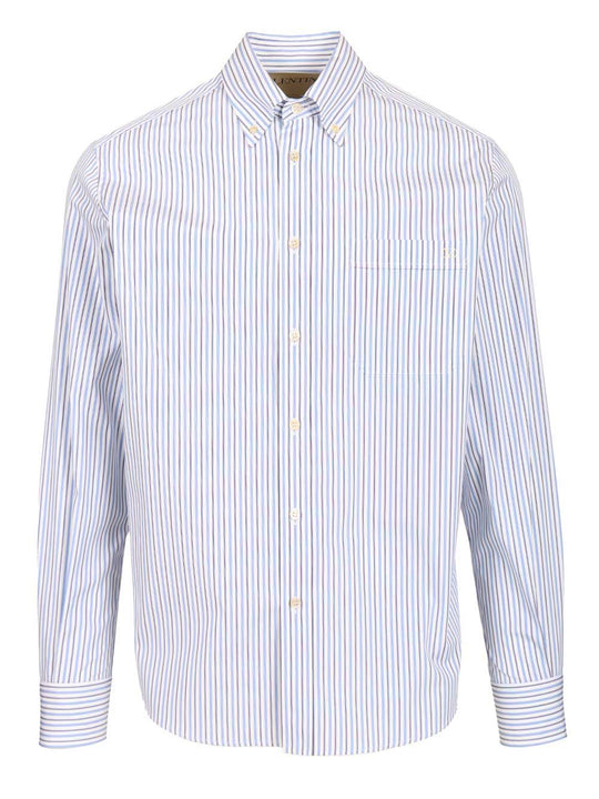 Striped Cotton Button-Down Shirt Shirts Light Blue