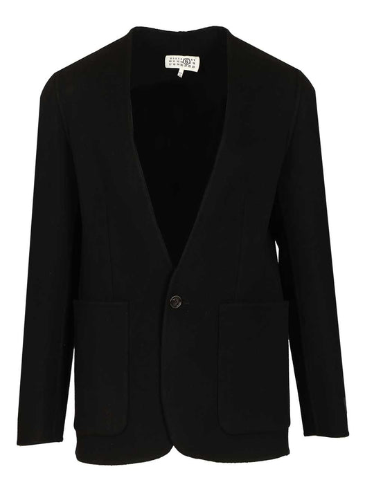 Single-Breasted Wool Jacket Jackets Black