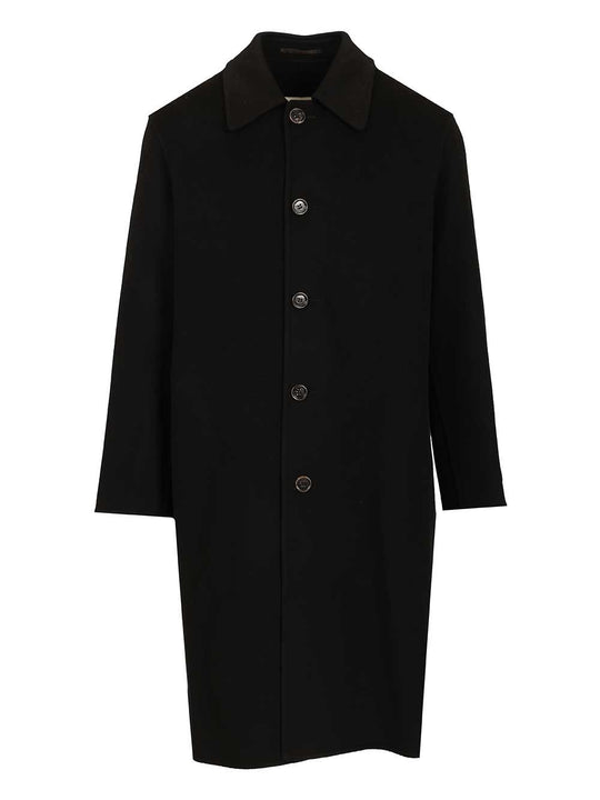 Single-Breasted Wool Coat Coats Black