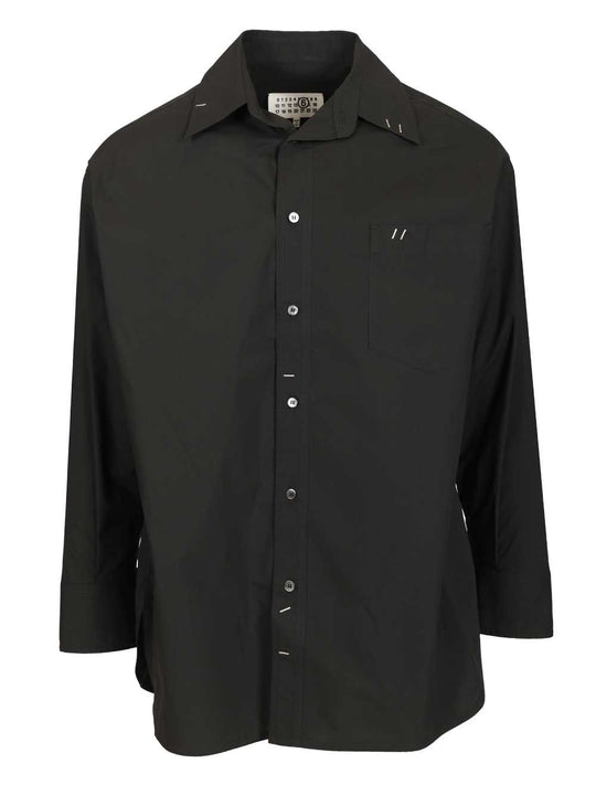 Long-Sleeved Cotton Shirt Shirts Black