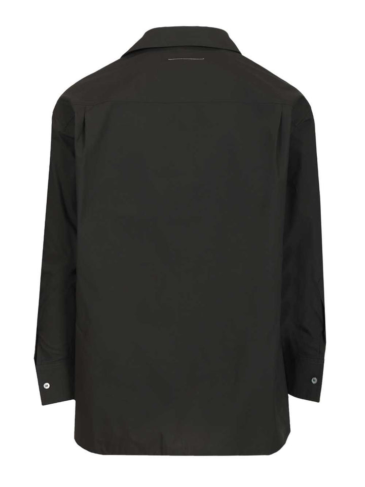 Mm6 Maison Margiela Long-Sleeved Cotton Shirt Shirts - Black | 8463e67ee38e309014ccbb44c64ea88e2ce9c978