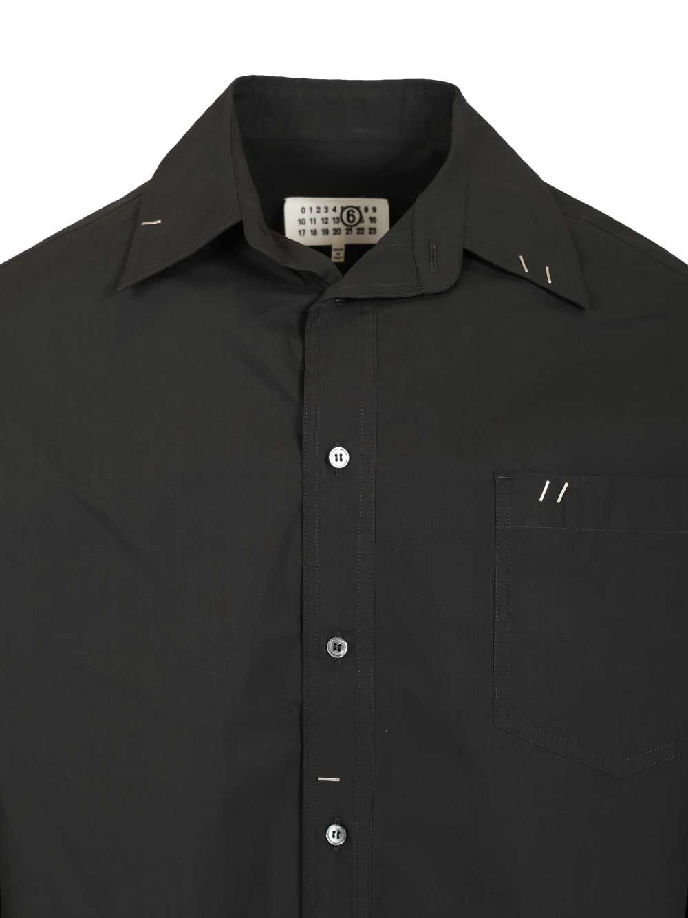 Mm6 Maison Margiela Long-Sleeved Cotton Shirt Shirts - Black | ea54a1aa4712fe24fc383d293d76a8811c879fb1