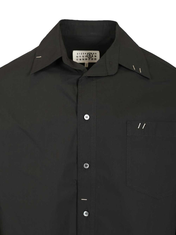 Mm6 Maison Margiela Long-Sleeved Cotton Shirt Shirts - Black | ea54a1aa4712fe24fc383d293d76a8811c879fb1