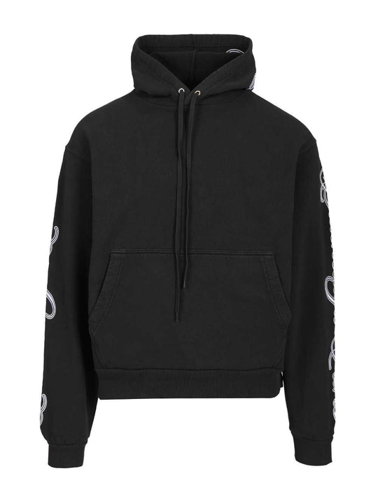 Cursive Oversized Hoodie Sweatshirts Black