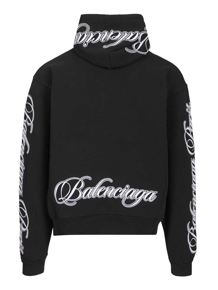 Balenciaga Cursive Oversized Hoodie Sweatshirts - Black | d5edd7b403def1402d9b07c6f67c0f564b448141