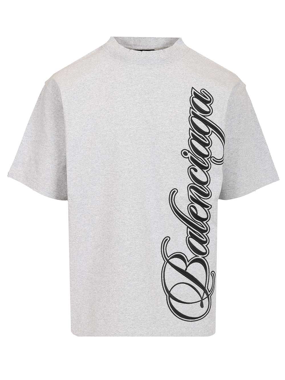 Balenciaga Cursive T-Shirt - Grey | 50c8786cb1ff53466230a66c767b15777bf597ec