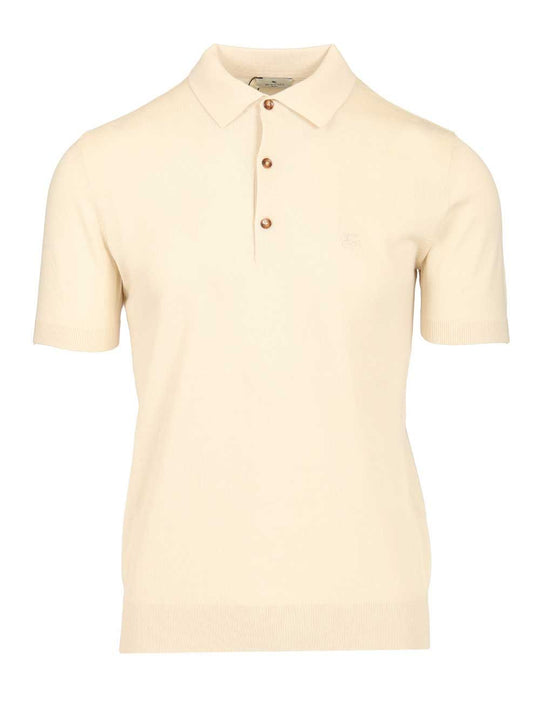 Cotton Knit Polo Shirt Knitwear White