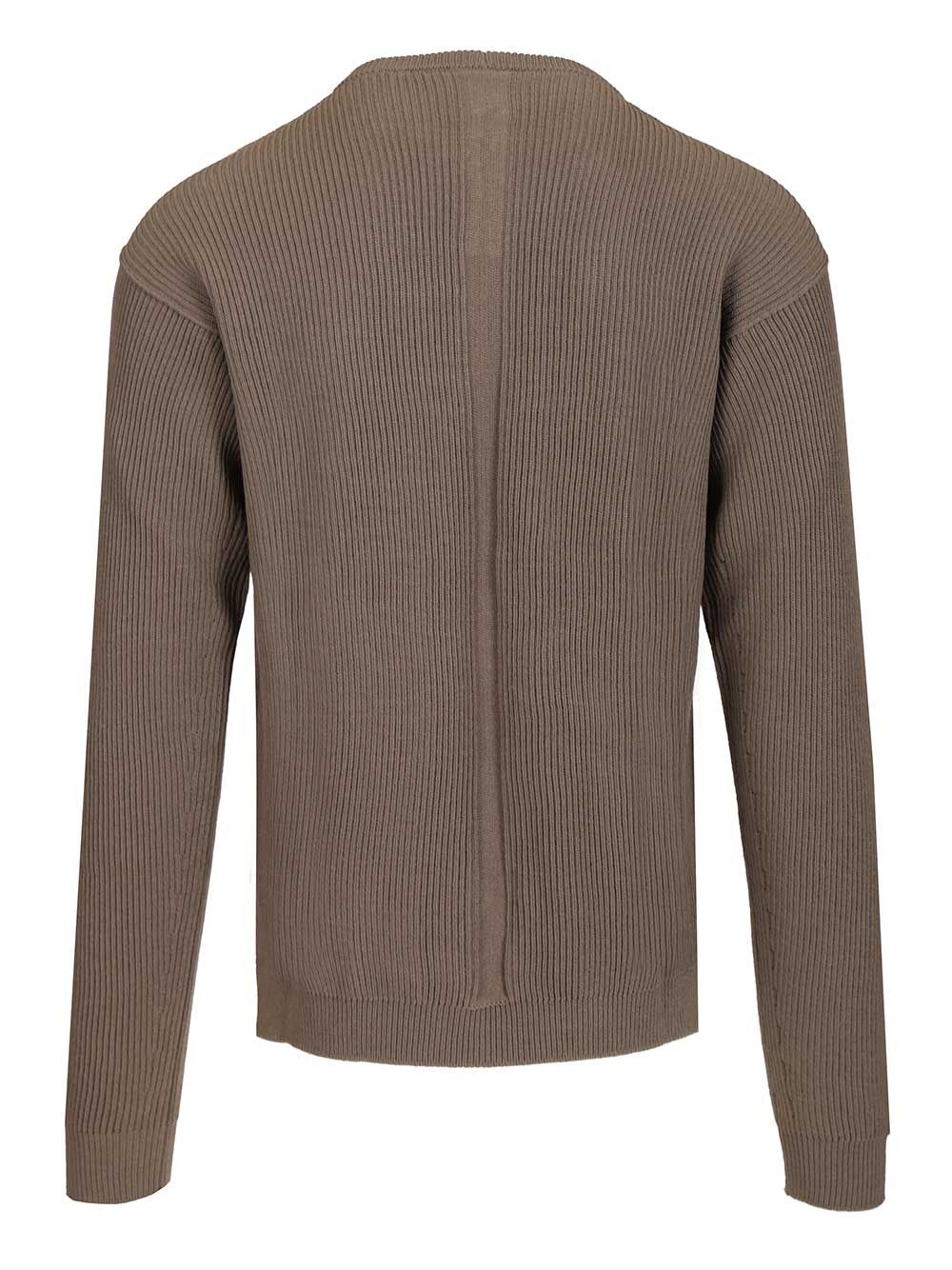 Rick Owens Crew Neck Wool Sweater Knitwear - Beige | 609b59ded9d0a2834f037907c6048457cec66af0