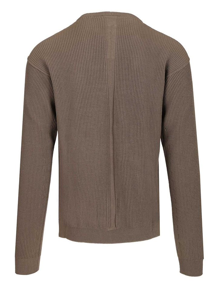 Rick Owens Crew Neck Wool Sweater Knitwear - Beige | 609b59ded9d0a2834f037907c6048457cec66af0