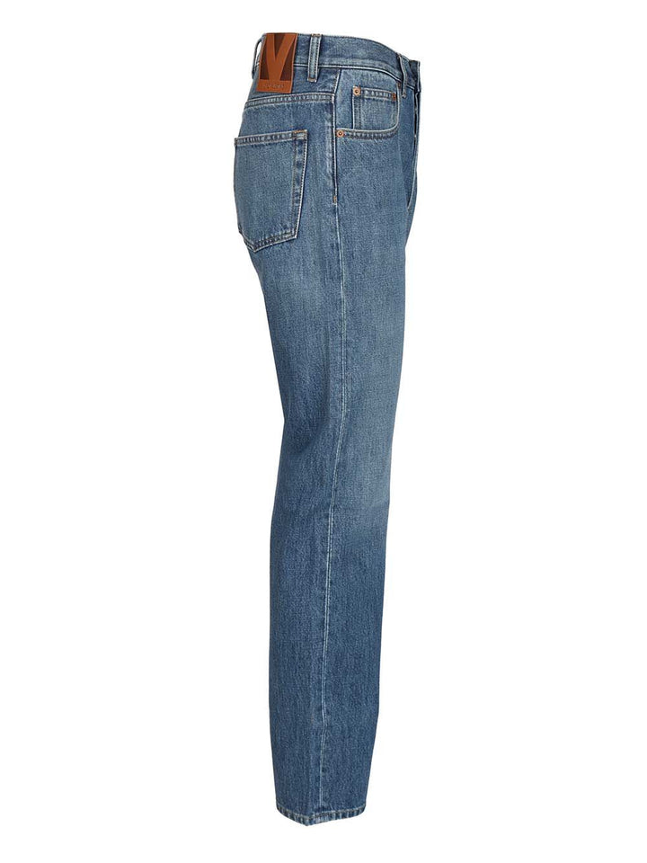 Valentino Garavani Straight Leg Jeans - Blue | 9f2533c9426c93010071505f53274cb74a06f39d
