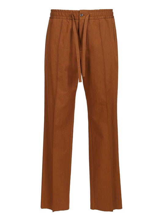 Pantalone | Collection | Classic Cotton Gabardine Trousers Brown