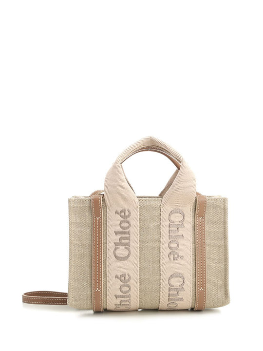 Woody Mini Linen Tote Bag Handbags Beige