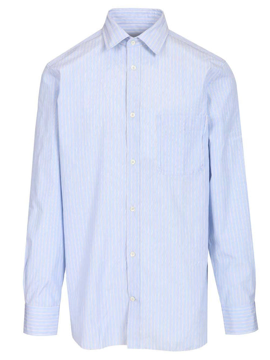 Tailored Striped Cotton Shirt Shirts Blue