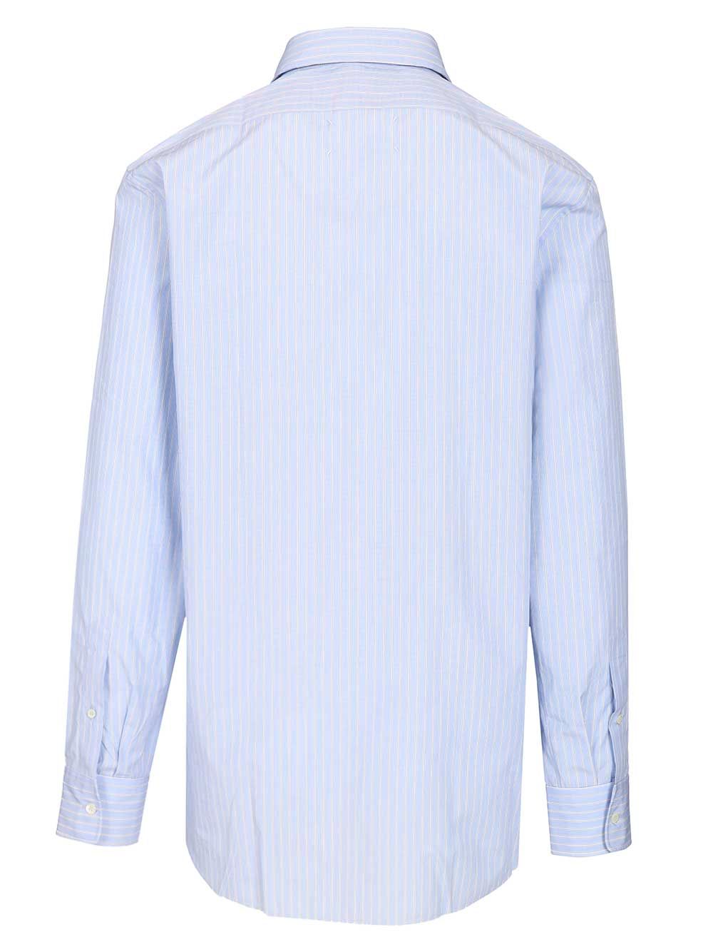Maison Margiela Tailored Striped Cotton Shirt Shirts - Blue | 2e351d86e78ffed53b092b746ad53a7888a57cd5