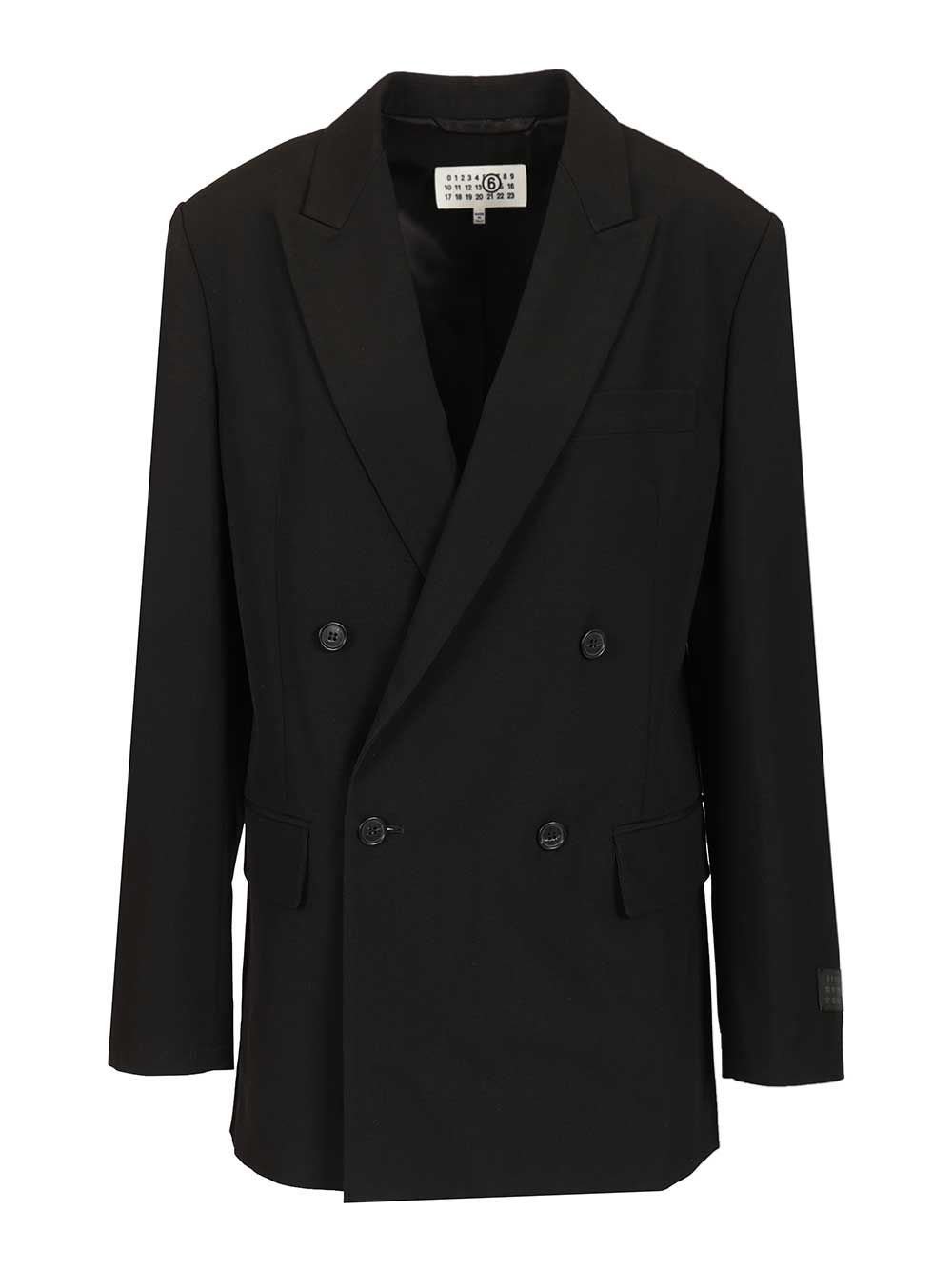 Mm6 Maison Margiela Double-Breasted Blazer Jackets - Black | a7f00a9cc62bbabcda932304f6d98a59eaf9ea06