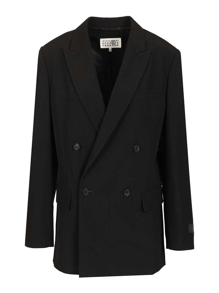 Mm6 Maison Margiela Double-Breasted Blazer Jackets - Black | a7f00a9cc62bbabcda932304f6d98a59eaf9ea06