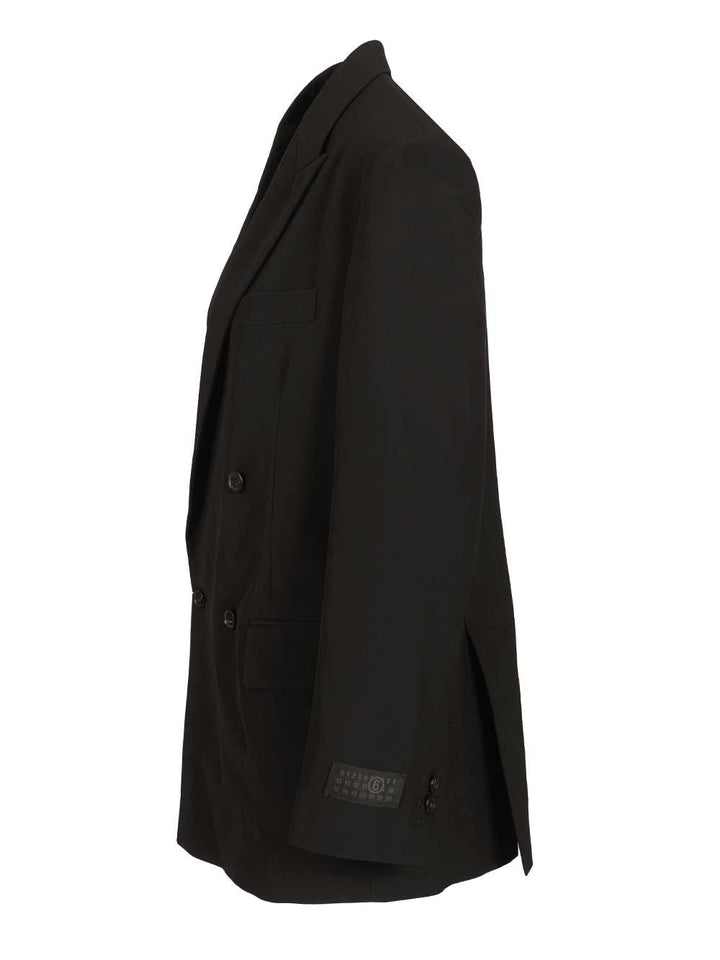 Mm6 Maison Margiela Double-Breasted Blazer Jackets - Black | cece17102a828b7d4b66867a0b3c68681ad2fee8