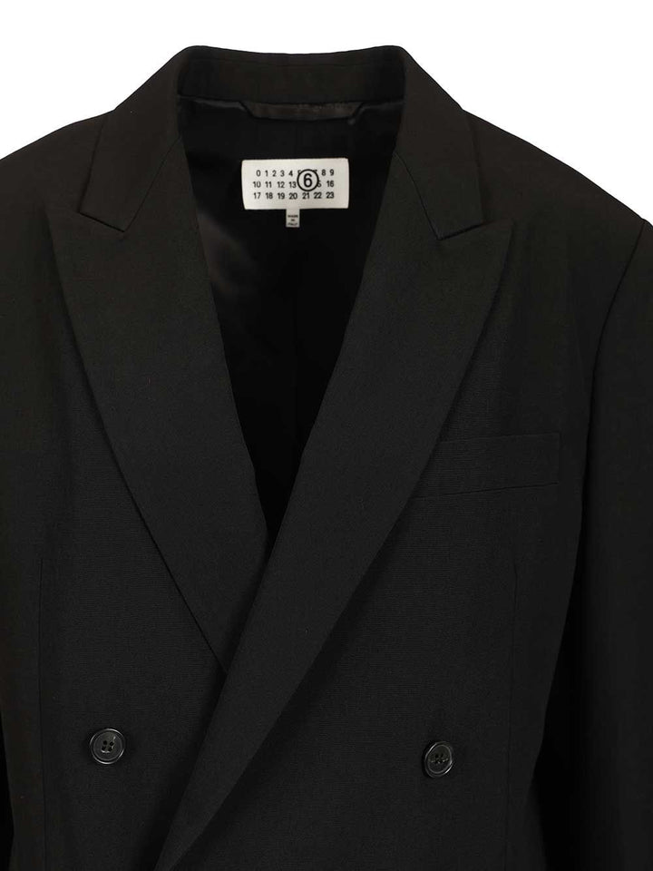Mm6 Maison Margiela Double-Breasted Blazer Jackets - Black | 84cc5d9a1c3c971a84c0eb5ced9215c365f8f521