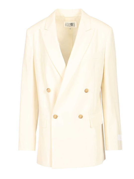 Double-Breasted Blazer Jackets Beige