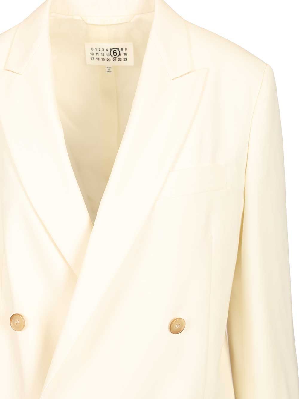 Mm6 Maison Margiela Double-Breasted Blazer Jackets - Beige | 2f60717575f1fe3de930465fa6a00e809ac0f0da
