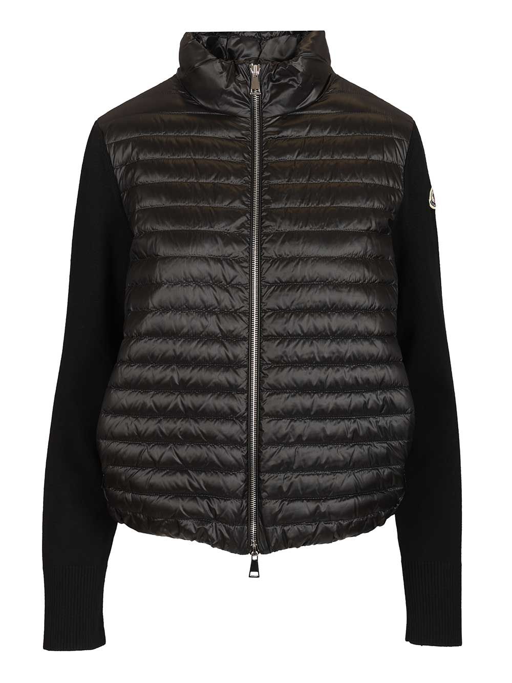 Moncler Padded Wool Cardigan With Zip Knitwear - Black | fc3d57ba33f391d69537d685aafaba804e336b5f