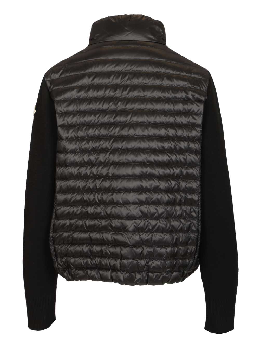 Moncler Padded Wool Cardigan With Zip Knitwear - Black | 332f32f3c0682d6748881b842f7eb82f258e7581