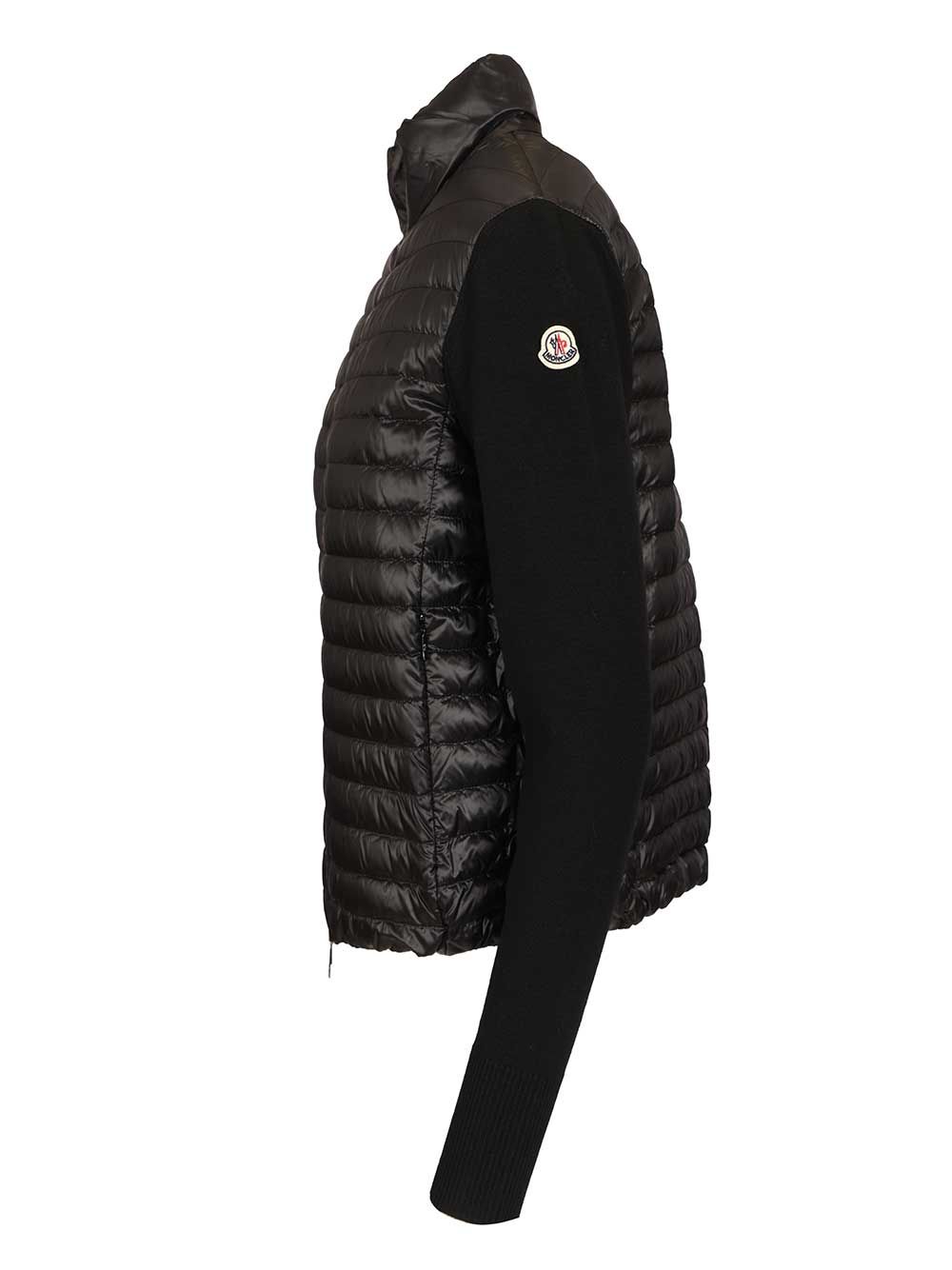 Moncler Padded Wool Cardigan With Zip Knitwear - Black | 34a152c61724412d7312d362dae39c8423d4f428
