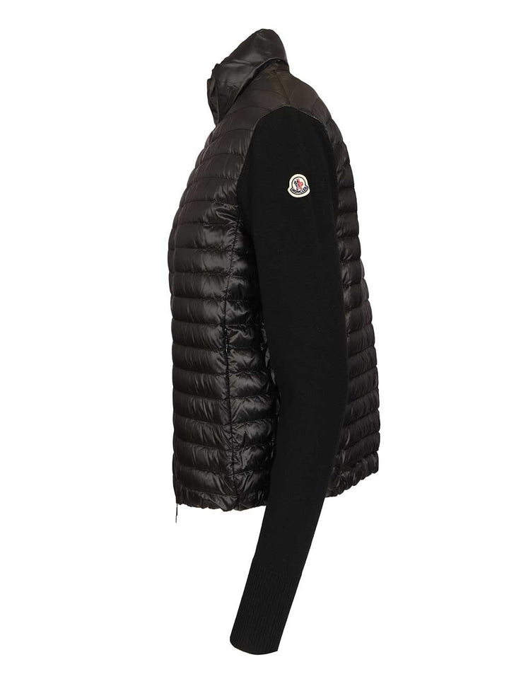 Moncler Padded Wool Cardigan With Zip Knitwear - Black | 34a152c61724412d7312d362dae39c8423d4f428
