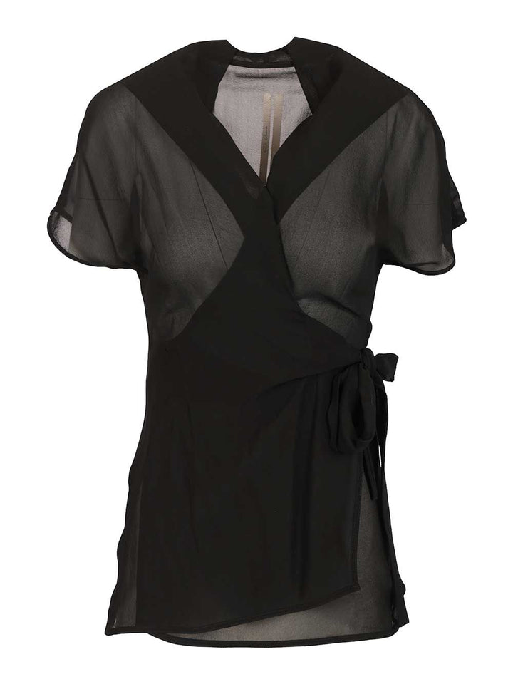 Rick Owens Laura Silk Wrap Top Tops - Black | d3aa7960e0384188f7b01a21c6479da20fdbbdcb