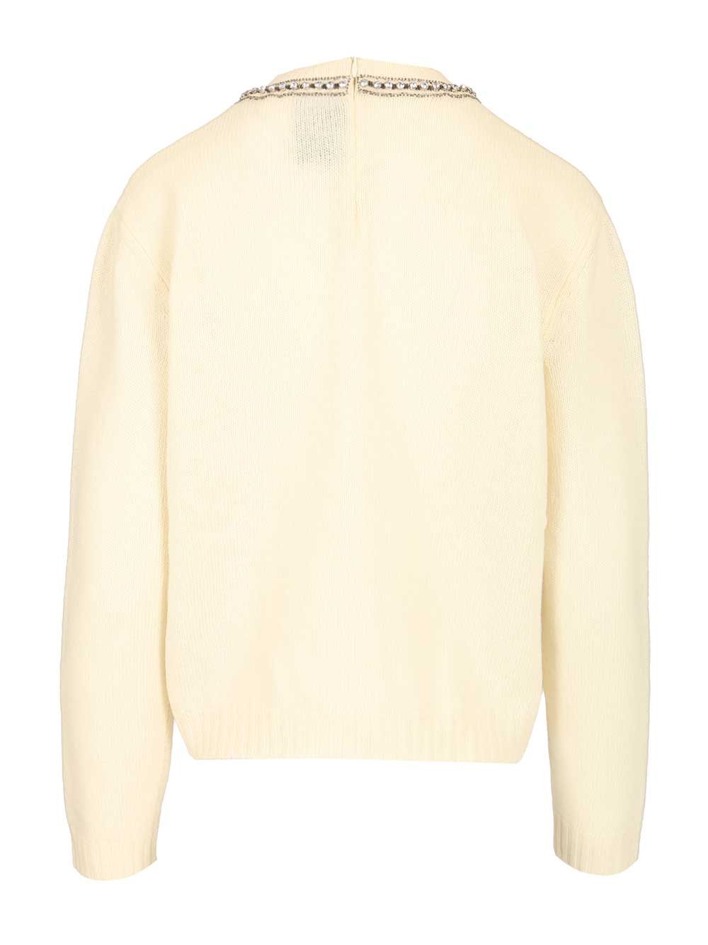 Valentino Garavani Virgin Wool Sweater With Embroidery Knitwear - White | fd5e487203453d548afb6c1acdb60fd808465ab7
