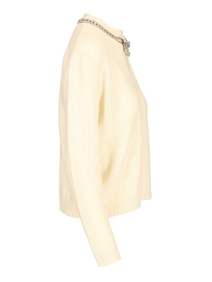 Valentino Garavani Virgin Wool Sweater With Embroidery Knitwear - White | 8e1174bacd0d6c566c68c8c15ea01a80785b0f19