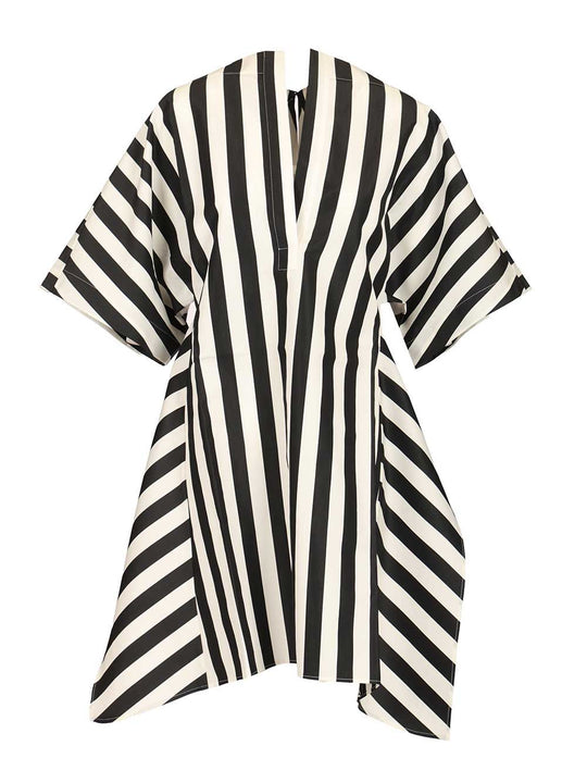 Unique In Cotton And Silk With Moisson Stripes Dresses Multicolor