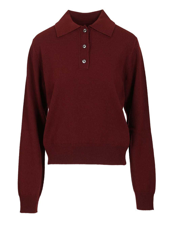 Wool Polo Shirt Bordeaux