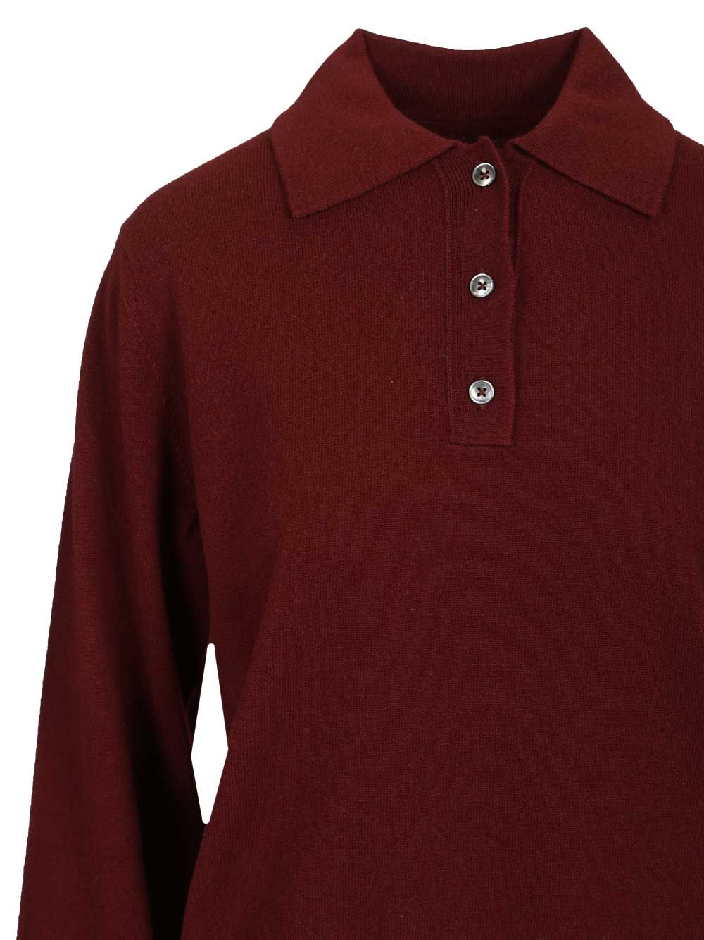 Maison Margiela Wool Polo shirt - Bordeaux | d9da32823d2578d5c42926aa6b95e0aa589b841a