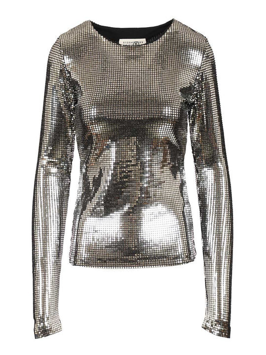 Silver Long-Sleeved Top Tops Silver