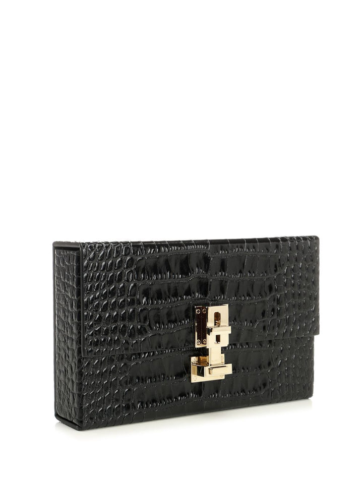 Tom Ford Clutch In Shiny Crocodile-Effect Leather Handbags - Black | 1bb96ad6bef789c99a3d1f4588a1a8dc53832844