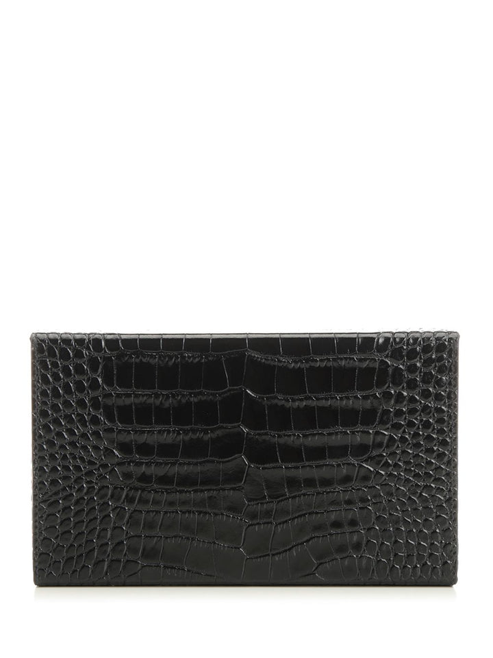 Tom Ford Clutch In Shiny Crocodile-Effect Leather Handbags - Black | c6f94d0a4e34baac73941588fe4a0e332809498a
