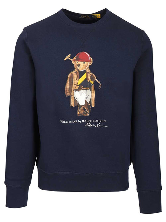 Rl Society Bear Seasonal Fleece Swetshirt Sweatshirts Blue