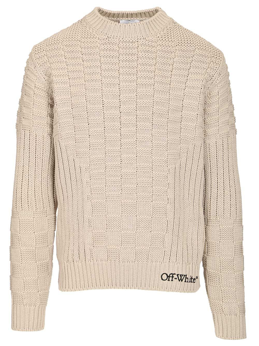 Off-White Arrow Cotton Sweater Knitwear - Beige | ed5f68bdc39101959facb45c4691ba3c5912a418
