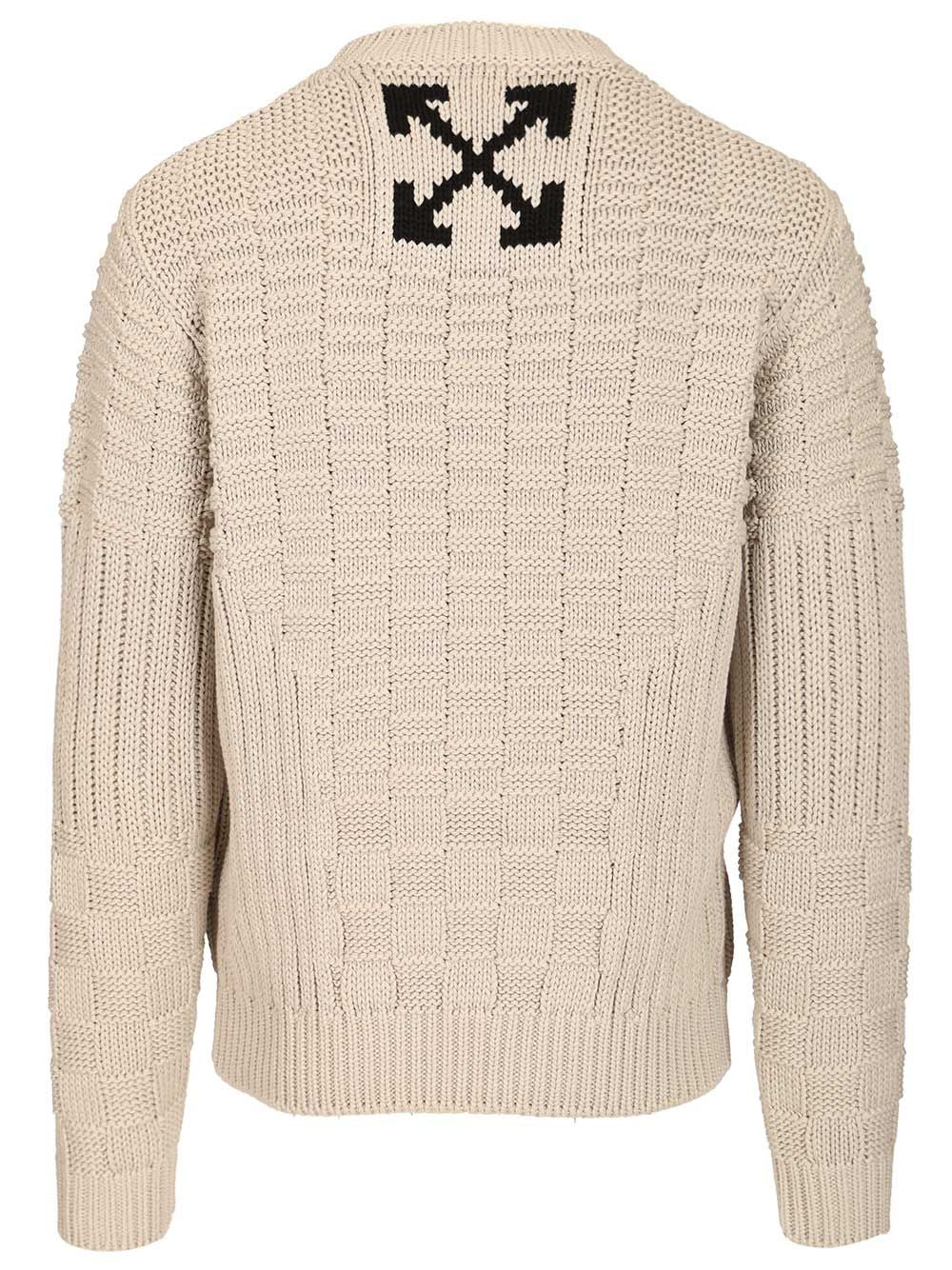 Off-White Arrow Cotton Sweater Knitwear - Beige | 3aa9d42e1c94e38c63da99549a6e04397dec06b6