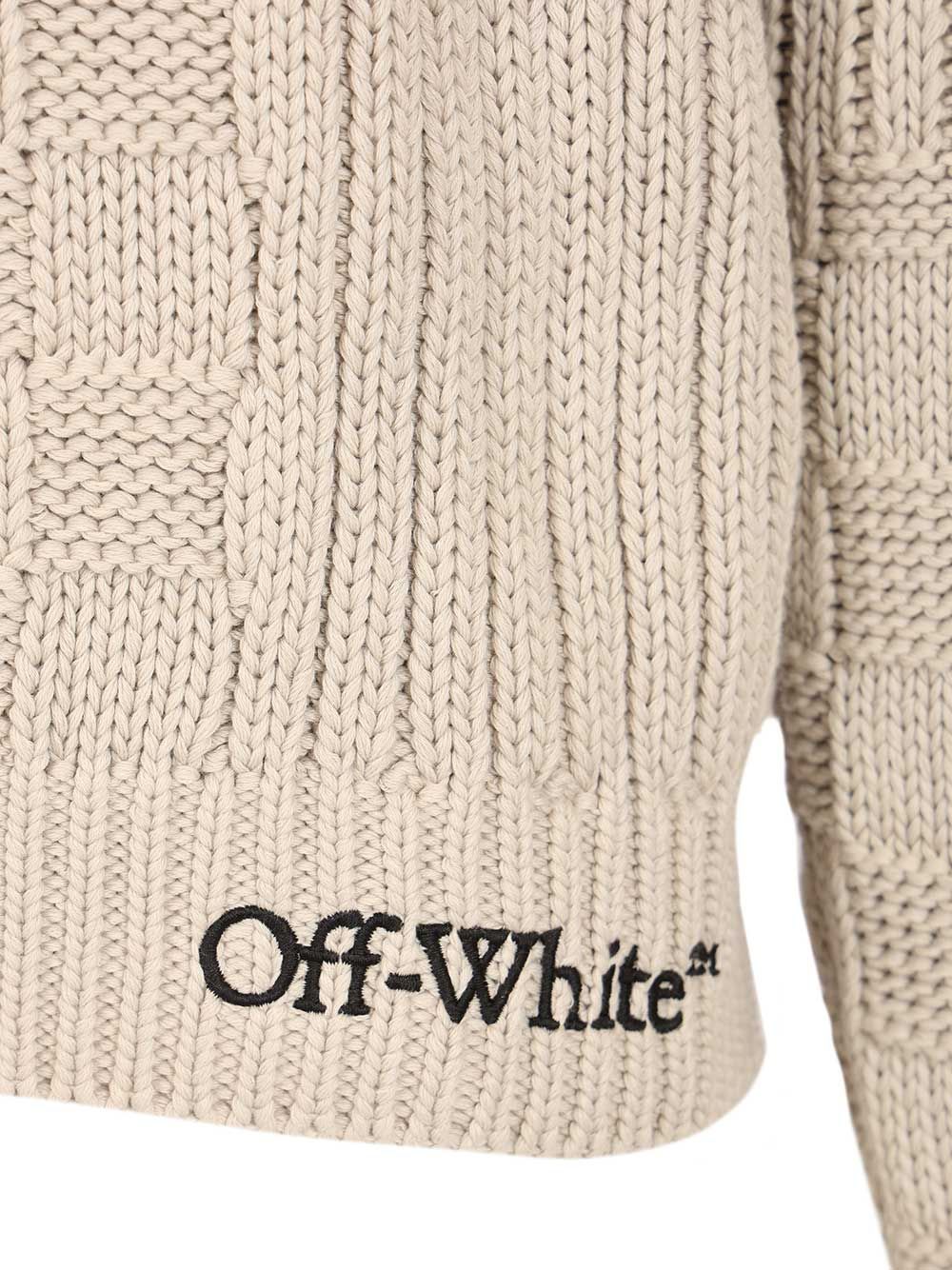Off-White Arrow Cotton Sweater Knitwear - Beige | ad17882f9bd6a3fcbfe92a72fae62f01373c6a81