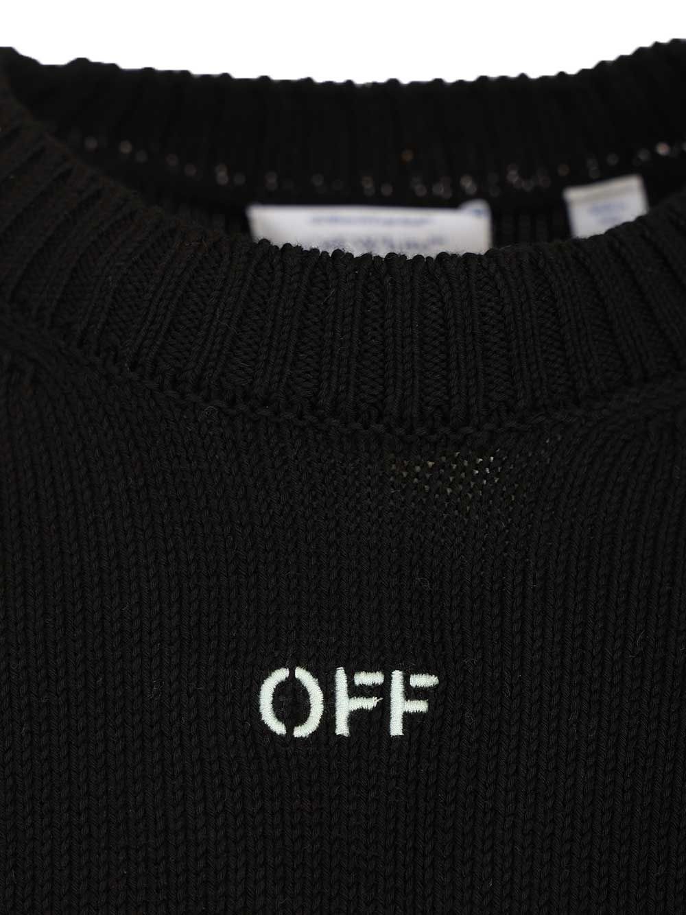Off-White Arrow Embroidery Sweater Knitwear - Black | 3a5f8e8af947ca12b1ff7ebbe31175337bc223a0