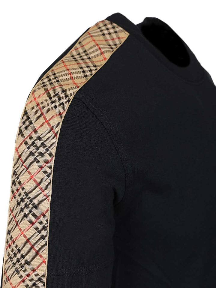 Burberry Cotton  With Check Trim T-Shirt - Blue | 9e00f011825f7f58e2ff78f39bcb18e52d9832f2